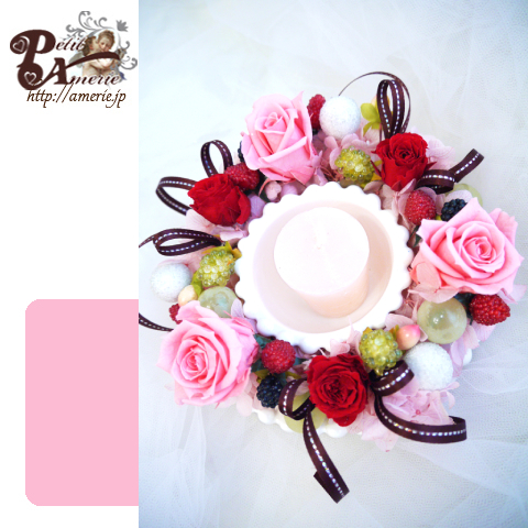 プリザーブドフラワー　キャンドルアレンジ