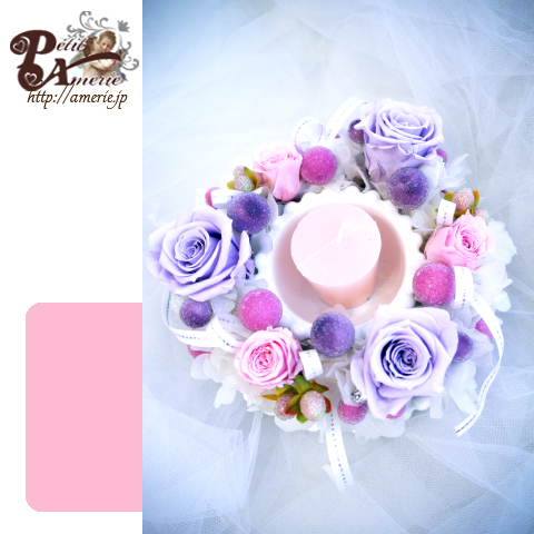 プリザーブドフラワー　キャンドルアレンジ