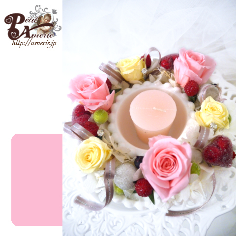 プリザーブドフラワー　キャンドルアレンジ