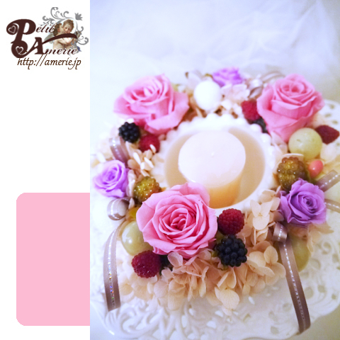 プリザーブドフラワー　キャンドルアレンジ