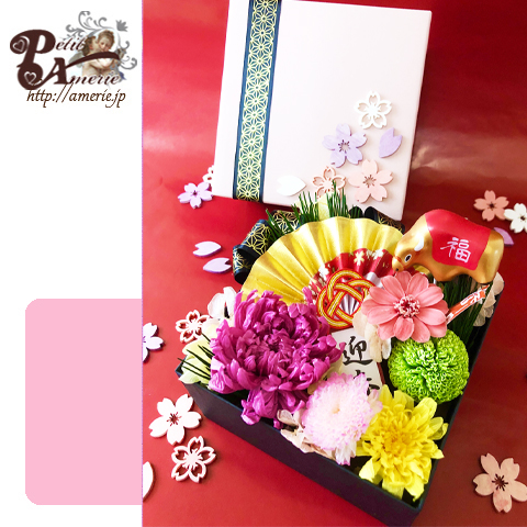 プリザーブドフラワー　和風お重箱