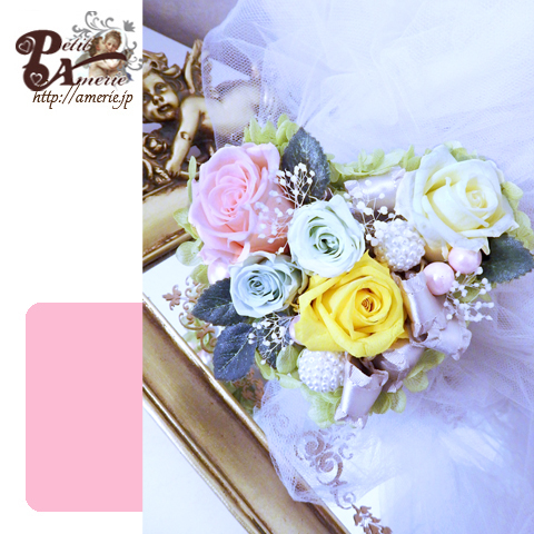 プリザーブドフラワー　ローズいっぱいのハートアレンジ