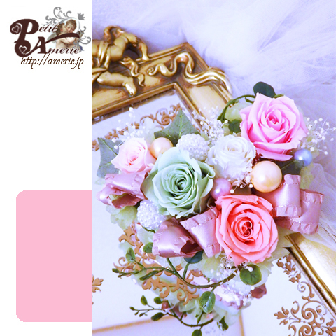 プリザーブドフラワー　ローズいっぱいのハートアレンジ